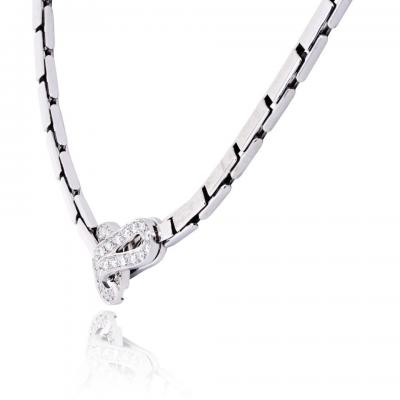  Cartier Cartier Agrafe 18K White Gold Link With Diamond Lock Necklace
