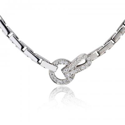  Cartier Cartier Agrafe 18K White Gold Link With Diamond Lock Necklace