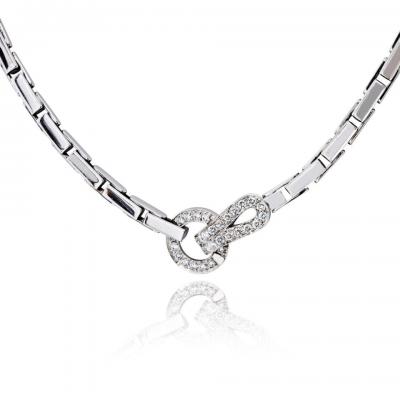  Cartier Cartier Agrafe 18K White Gold Link With Diamond Lock Necklace