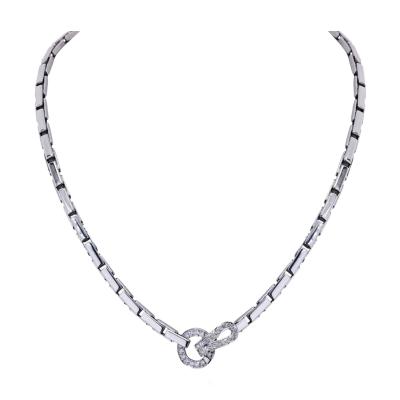  Cartier Cartier Agrafe 18K White Gold Link With Diamond Lock Necklace