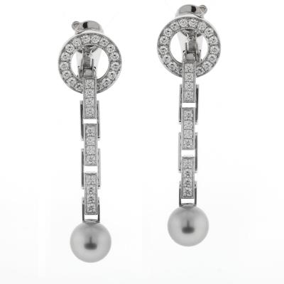  Cartier Cartier Agrafe Diamond Pearl Drop Earrings