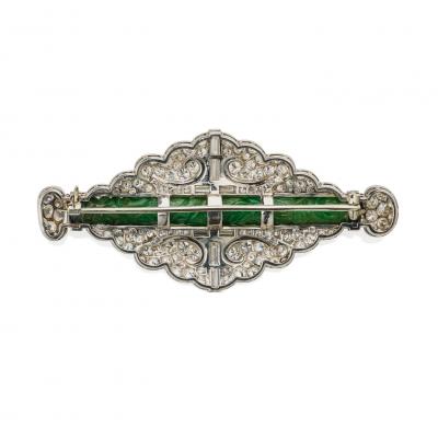  Cartier Cartier Art Deco Jadeite and Diamond Brooch