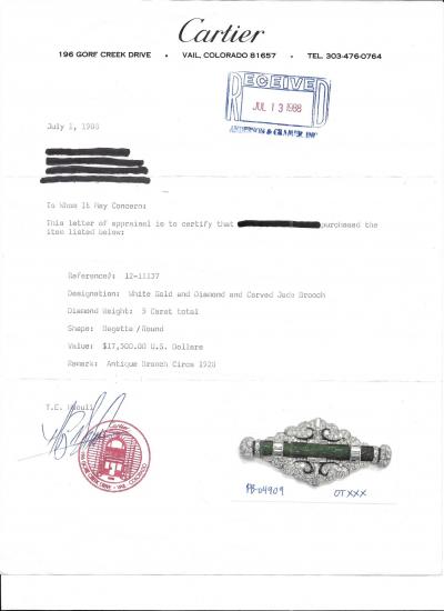  Cartier Cartier Art Deco Jadeite and Diamond Brooch