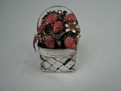  Cartier Cartier Country Chic Sterling Silver Basket with Enameled Strawberries