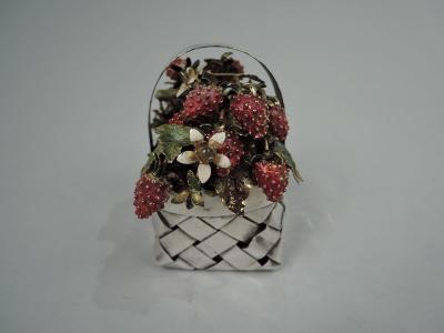  Cartier Cartier Country Chic Sterling Silver Basket with Enameled Strawberries