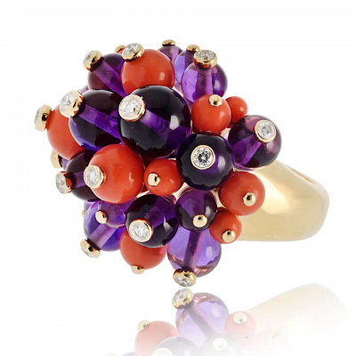 Cartier Cartier Delices de goa Amethyst Coral And Diamond Ring