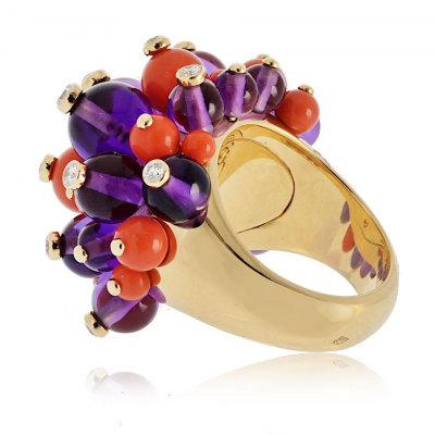 Cartier Cartier Delices de goa Amethyst Coral And Diamond Ring