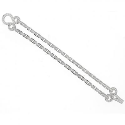  Cartier Cartier Diamond Gold Double Row Agrafe Bracelet