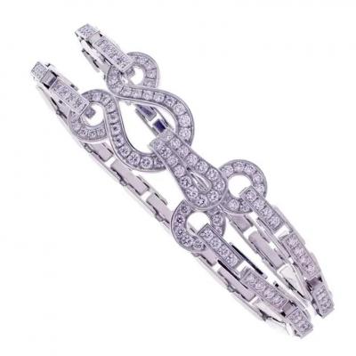  Cartier Cartier Diamond Gold Double Row Agrafe Bracelet