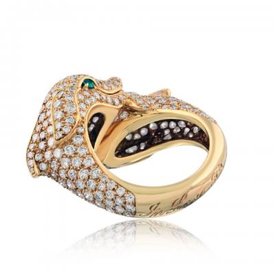  Cartier Cartier Dolphin 18K Yellow Gold Double Dolphin Diamond Ring