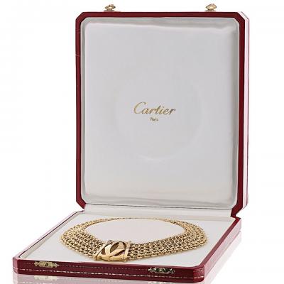  Cartier Cartier Double C 18K Yellow Gold Vintage Collar Necklace