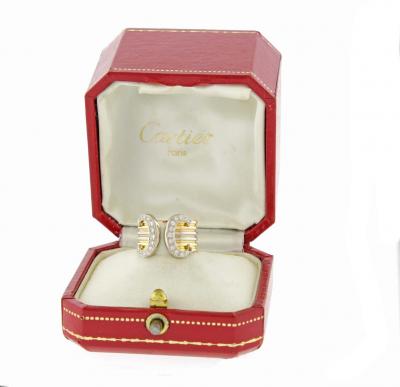  Cartier Cartier Double C Diamond Trinity Gold Band Ring