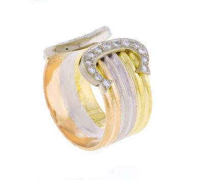  Cartier Cartier Double C Diamond Trinity Gold Band Ring
