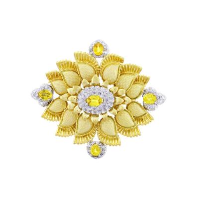  Cartier Cartier Enamel Diamond and Yellow Garnet Brooch