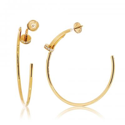  Cartier Cartier Juste Un Clou 18K Yellow Gold Hoop Diamond Tip Earrings