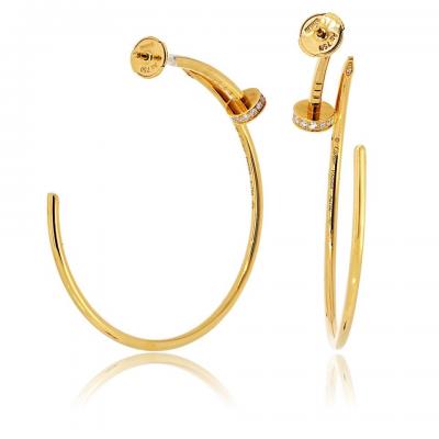  Cartier Cartier Juste Un Clou 18K Yellow Gold Hoop Diamond Tip Earrings