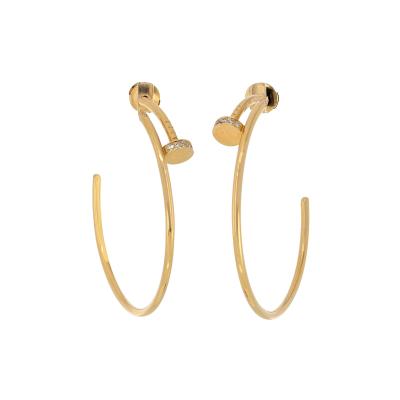  Cartier Cartier Juste Un Clou 18K Yellow Gold Hoop Diamond Tip Earrings