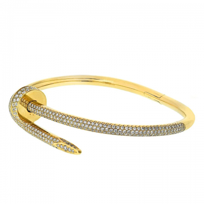  Cartier Cartier Juste Un Clou 18K Yellow Gold Pave Diamond Size 17 Bracelet
