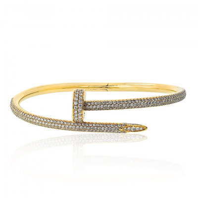  Cartier Cartier Juste Un Clou 18K Yellow Gold Pave Diamond Size 17 Bracelet