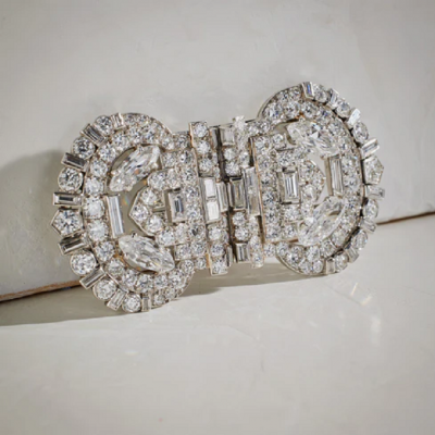  Cartier Cartier London Indian Inspired Diamond Double Clip Brooch