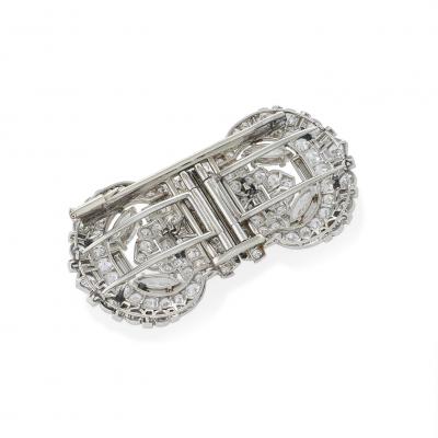  Cartier Cartier London Indian Inspired Diamond Double Clip Brooch