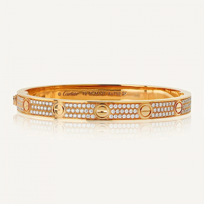  Cartier Cartier Love 18K Rose Gold Diamond Pave Size 19 Bracelet