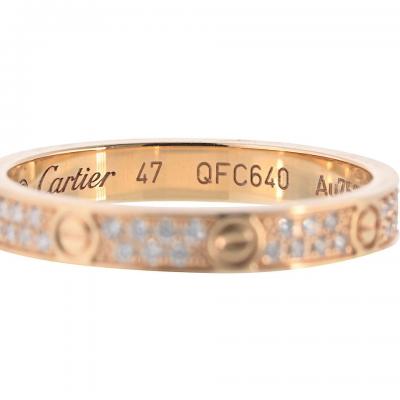  Cartier Cartier Love 18K Rose Gold Mini Pave Diamond Ring
