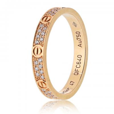  Cartier Cartier Love 18K Rose Gold Mini Pave Diamond Ring
