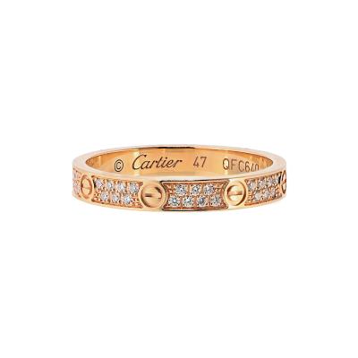  Cartier Cartier Love 18K Rose Gold Mini Pave Diamond Ring