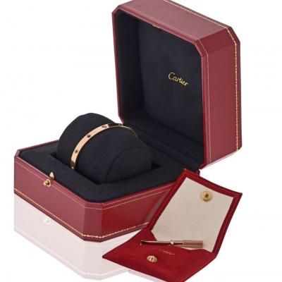  Cartier Cartier Love 18K Rose Gold Multicolored Gemstones Size 19 Bracelet