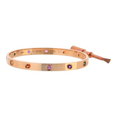  Cartier Cartier Love 18K Rose Gold Multicolored Gemstones Size 19 Bracelet