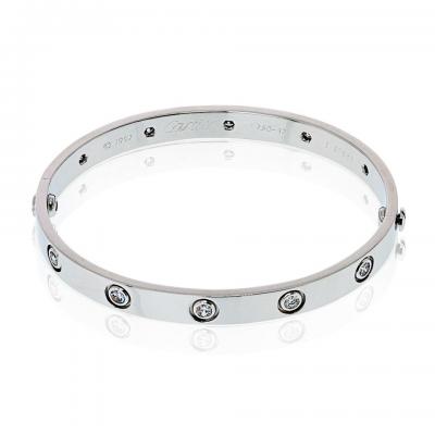  Cartier Cartier Love 18K White Gold 10 Diamonds Size 17 Bracelet