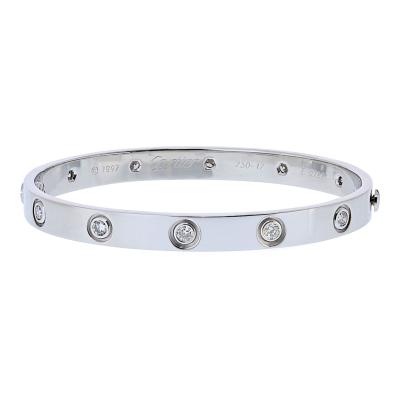  Cartier Cartier Love 18K White Gold 10 Diamonds Size 17 Bracelet