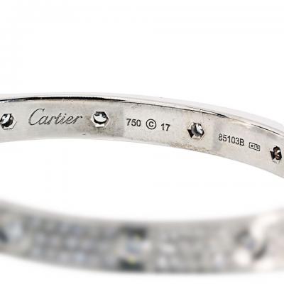 Cartier Cartier Love 18K White Gold 12 Diamonds Pave Size 17 Bracelet