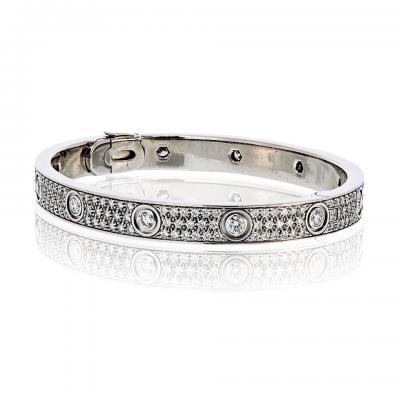 Cartier Cartier Love 18K White Gold 12 Diamonds Pave Size 17 Bracelet