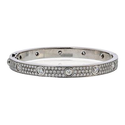  Cartier Cartier Love 18K White Gold 12 Diamonds Pave Size 17 Bracelet