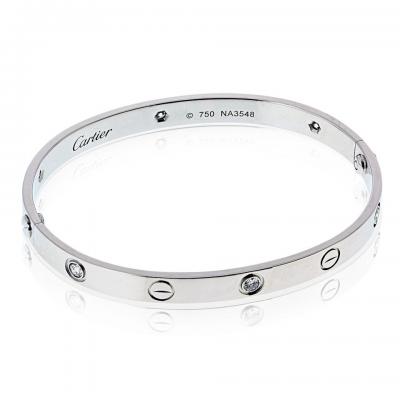  Cartier Cartier Love 18K White Gold 6 Diamonds Size 18 Bracelet