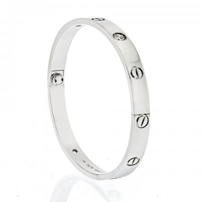  Cartier Cartier Love 18K White Gold Love 4 Diamond Size 18 Bracelet