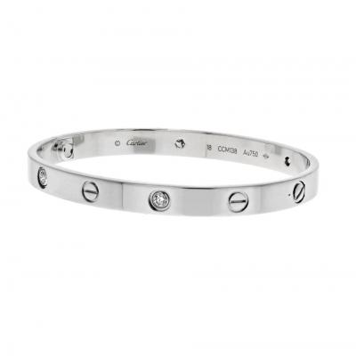  Cartier Cartier Love 18K White Gold Love 4 Diamond Size 18 Bracelet