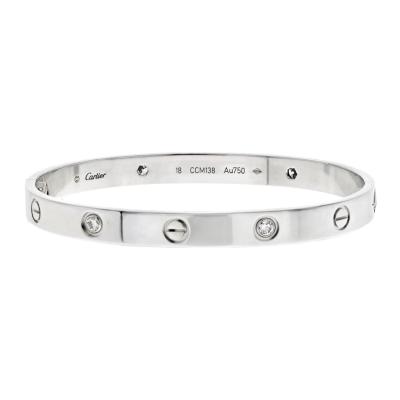  Cartier Cartier Love 18K White Gold Love 4 Diamond Size 18 Bracelet