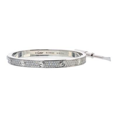  Cartier Cartier Love 18K White Gold Pave Diamonds Size 19 Bracelet
