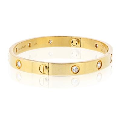  Cartier Cartier Love 18K Yellow Gold 10 Diamond Size 17 Bangle Bracelet