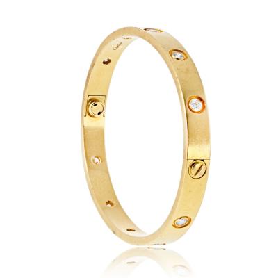  Cartier Cartier Love 18K Yellow Gold 10 Diamond Size 17 Bangle Bracelet
