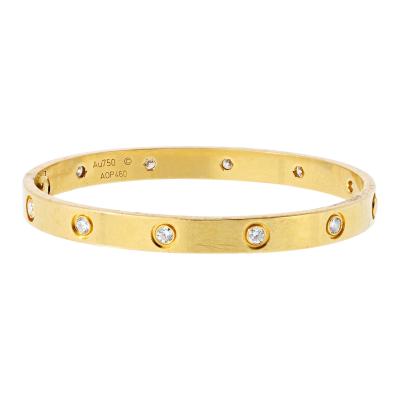  Cartier Cartier Love 18K Yellow Gold 10 Diamond Size 17 Bangle Bracelet