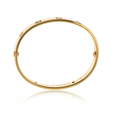  Cartier Cartier Love 18K Yellow Gold 4 Diamond Vintage Model Size 17 Bracelet