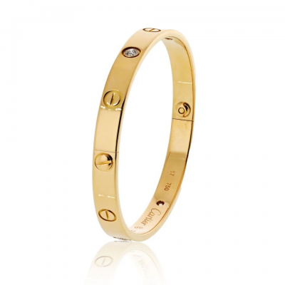  Cartier Cartier Love 18K Yellow Gold 4 Diamond Vintage Model Size 17 Bracelet