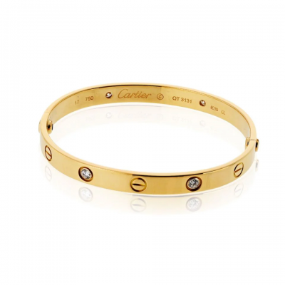  Cartier Cartier Love 18K Yellow Gold 4 Diamond Vintage Model Size 17 Bracelet