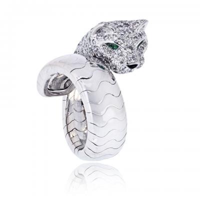  Cartier Cartier Panthere 18K White Gold Vintage Lakarda Panthere Ring
