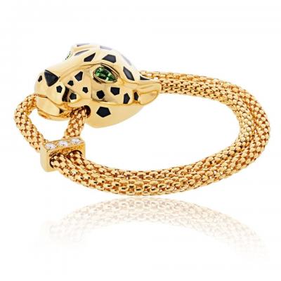  Cartier Cartier Panthere 18K Yellow Gold Size 14 Service Papers Bracelet