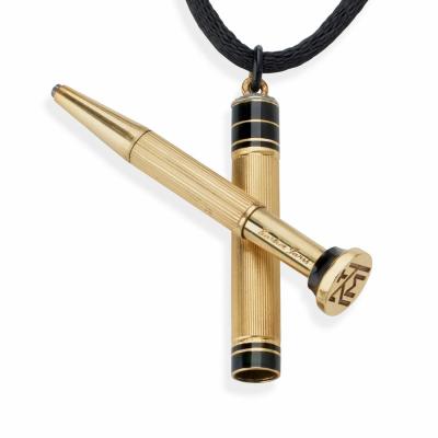  Cartier Cartier Paris Art Deco Enamel and Diamond Pencil Pendant Necklace